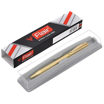 Ручка шариковая Flair "Beverlly hills" под.футл. корп. зол. мет. синяя 0,7мм (стерж.116мм)