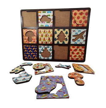 Игра обучающая  Формы Доски Сегена "Предметы" (дерево) Нескучные игры