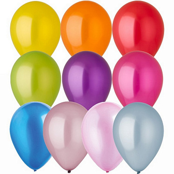 Шар воздушный 12 дюймов (30см)  без рисунка ассорти металлик/перламутр