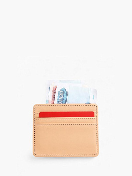 Картхолдер, на 3 карты, отделение для купюр, бежевый