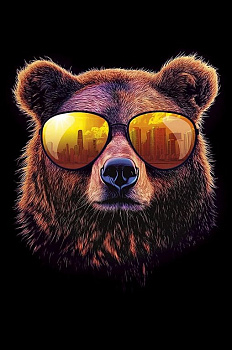 Открытка средняя  "Медведь" текст, мужская