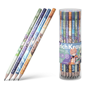 Карандаш ч/г HB с рис. трехгранный ErichKrause "Manga"