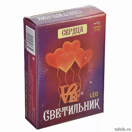 Светильник наст. LED "Сердце", 18см, пластик
