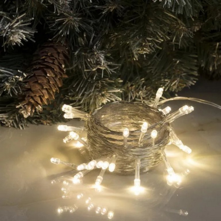 Гирлянда комнатная Нить  4м, 40 теплых ламп, 2 реж., прозрачный провод