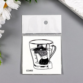 Наклейка-тату "Девушка в кружке" 6х6 см