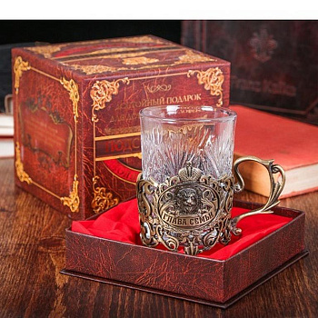 Подстаканник "Глава семьи" со стеклянным стаканом 180мл