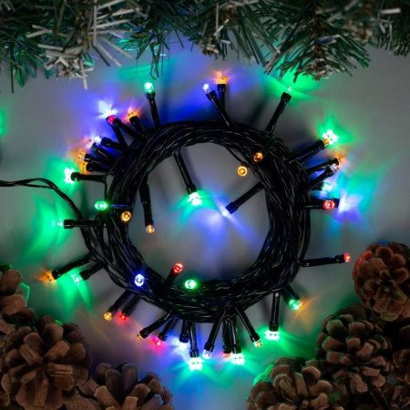 Гирлянда комнатная Нить  5м, 50 цв. ламп, 8 реж., черный провод (от -10 до +35 °С)