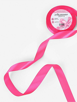Лента атласная 2,0см*23м, цв. ярко-розовый ART UZOR