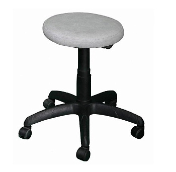 Табурет на газлифте бело-серый кож. зам.