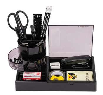 Набор настольный пластик 16 предметов Deli черный