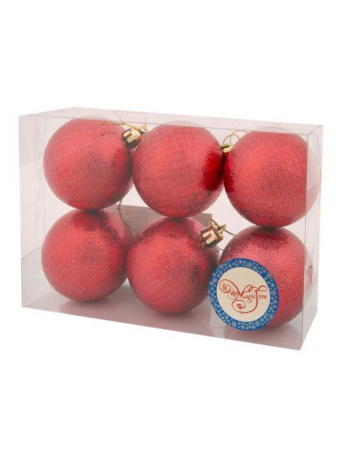 Набор шаров  цвет красный  60 мм 6 шт "Красный калейдоскоп"