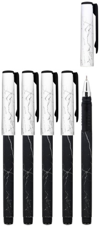Ручка шариковая с рис. масляная LOREX "B&W MARBLE Double Soft" синяя 0,7мм (линия 0,35мм) игольч.