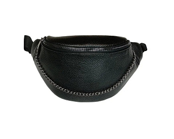Сумка поясная D.Morelli нат. кожа, черная, 28*13,5*8 см