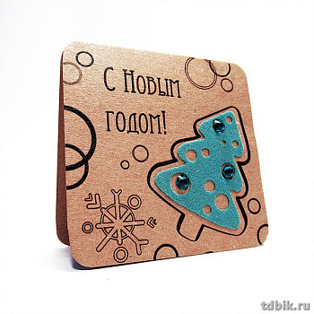 Открытка  НГ мини крафт (стразы) "Елка"