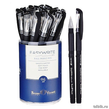 Ручка шариковая BV Easy Write "Black" резин.упор 0,5мм черная (стерж.136мм, линия 0,3мм)