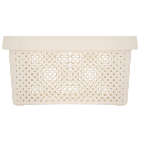 Корзина для хранения пластик. 5л. с крышкой 26*19*14 см цв. молочный туман