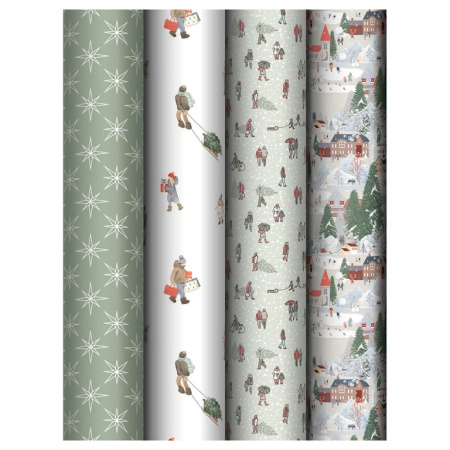 Бумага упаковочная НГ 70*100см  в рулоне (ассорти) "Winter time" MESHU