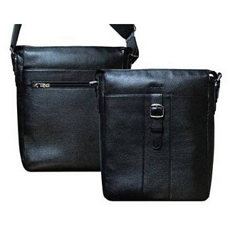 Сумка мужская D.Morelli большая, нат. кожа, с хлястиком "Вудроу" черный