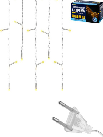 Гирлянда уличная Бахрома  4*0,7м, 108 теплых ламп, 8 реж, прозрачный провод