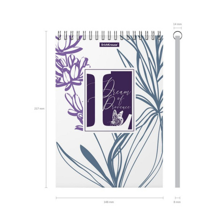 Блокнот А5  80л., 148*210 мм, на спирали Erich Krause "Lavender" пластиковая обложка