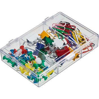 Набор канцлярский Attache (кнопки, скрепки, зажимы) в пластиковом боксе