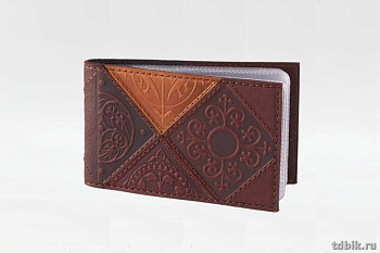 Визитница Макей 65*113мм на 32 визитки, нат. кожа, коричневая