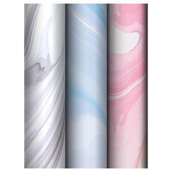 Бумага упаковочная 70*100см  в рулоне (ассорти) "Marble" MESHU