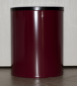 Урна для бумаг низкая, сталь, бордо (d=250, H=332 мм)