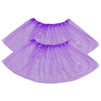 Бахилы п/эт. 24 мкм 1пара цв. фиолетовый, вес 3,8гр. (50 пар в упаковке)