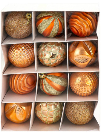 Набор шаров  цвет золото  60 мм 12 шт "Мечта" (ассорти)