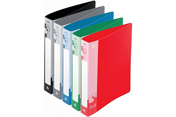 Папка на 2-х D-образных кольцах А4 40 мм карман внутри и на торце,  пластик 0,8 мм, ассорти Бюрократ