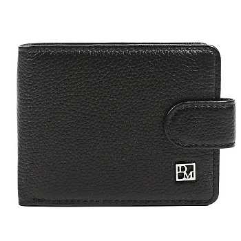 Портмоне D.Morelli мужское "Вудроу" с хлястиком, нат.кожа, цвет черный