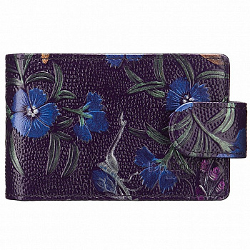 Визитница Dr.Koffer 11*7см на 48 визиток, фиолетовый с рисунком