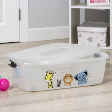 Контейнер для хранения на колёсиках детский, 32 л, пластиковый с крышкой