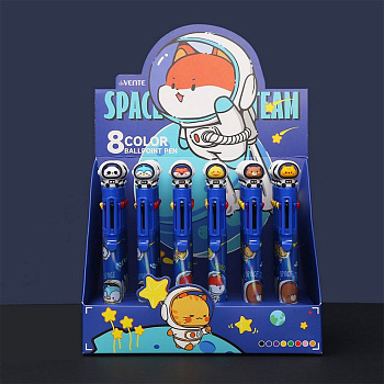 Ручка шариковая сувенирная автомат 8-и цветная deVENTE "Space Team"  0,7мм масляная (ассорти)