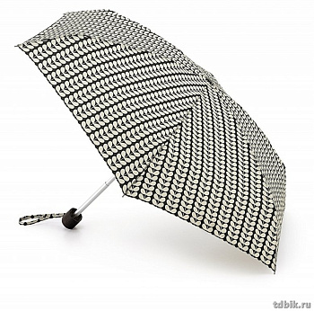 Зонт женский механика Fulton Orla Kiely Bi-ColourStem "Листья черные" диаметр купола 87см