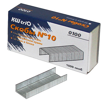 Скобы №10 Kw-Trio 1000 шт/уп, оцинкованные, до 20 листов