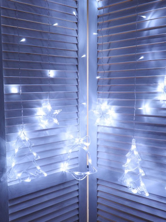 Гирлянда комнатная Бахрома "Елочки" 2,5*1м, 92 холодных ламп, 8 реж, прозрачный провод