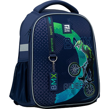 Рюкзак каркасный для мальчика Kite Education "BMX" 26*35*13,5 см синий