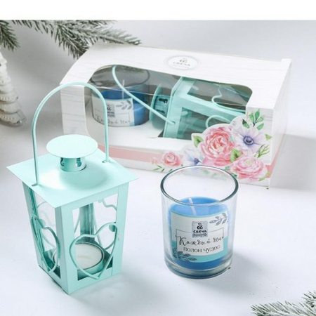 Набор подарочный "Каждый день полон чудес" свечи с подсвечником фонарик