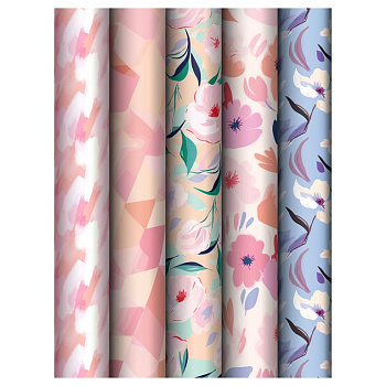 Бумага упаковочная 70*100см  в рулоне (ассорти) "Floral mood" MESHU