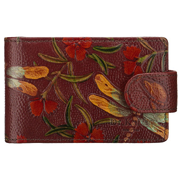 Визитница Dr.Koffer 11*7см на 48 визиток, бордо с рисунком