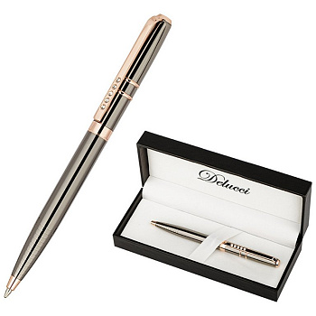 Ручка шариковая Delucci "Sole" метал. корпус, синяя 1,0мм (стерж.98мм тип Parker)