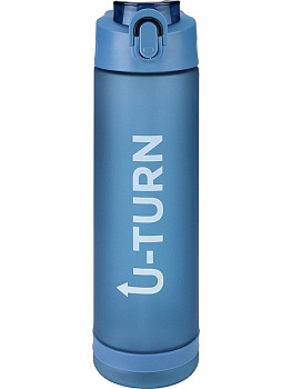 Бутылка пластиковая  850мл "Сила" синяя (крышка-защелка, поильник с трубочкой) MILAND