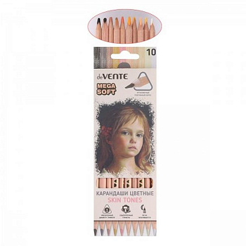 Набор карандашей  10 цв. (оттенки цвета кожи) трехгранные deVENTE "Skin Tones"