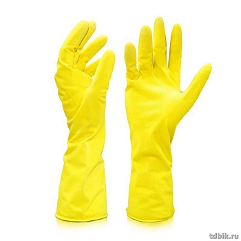 Перчатки латексные с хлопк. напылением, Komfi для деликат уб. размер "L" желтые, 25 гр., (инд. упак)