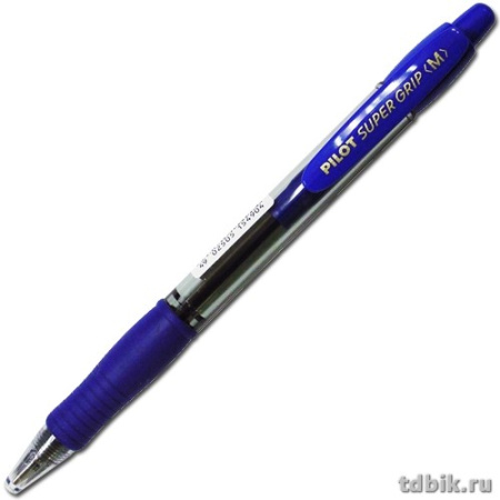 Ручка шариковая авт. Pilot SUPER GRIP с резин. упором 1мм, синяя (стерж.99мм. линия 0,27мм)
