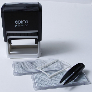 Штамп самонаборный 10/8 стр 40х60 мм 2 кассы с рамкой Colop, корпус черный