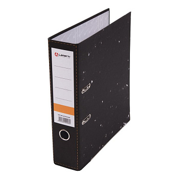 Папка-регистратор А4 75мм Lamark, метал. окантовка черный мрамор