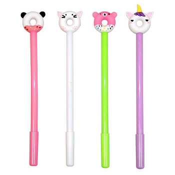 Ручка шариковая сувенирная "Пончик животные" синяя (ассорти)